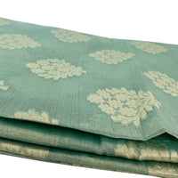 Aqua Blue Semi Banaras Saree - GET ESSENTIAL