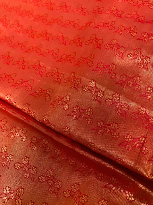 BEIGE AND RED KANJEEVARAM SILK SAREE - GET ESSENTIAL