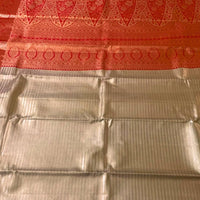 BEIGE AND RED KANJEEVARAM SILK SAREE - GET ESSENTIAL
