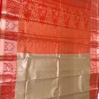 BEIGE AND RED KANJEEVARAM SILK SAREE - GET ESSENTIAL