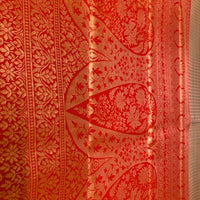 BEIGE AND RED KANJEEVARAM SILK SAREE - GET ESSENTIAL