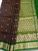 Brown and Green Kanjeevaram Silk Saree with Gold Zari Checks - GET ESSENTIAL