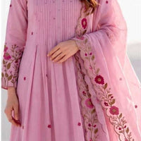 CHANDERI SILK EMBROIDERED KURTI SET