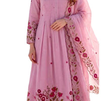 CHANDERI SILK EMBROIDERED KURTI SET