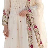 CHANDERI SILK EMBROIDERED KURTI SET