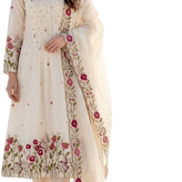 CHANDERI SILK EMBROIDERED KURTI SET