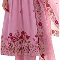 CHANDERI SILK EMBROIDERED KURTI SET