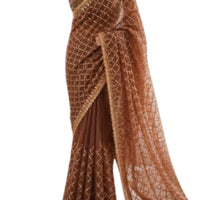Chocolate Glow Moss Silk Saree - GET ESSENTIAL