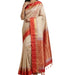Classic Cream & Red Zari Striped Soft Silk Saree - GET ESSENTIAL
