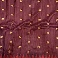 Gadwal Silk Saree in Maroon & Crimson Red with Gold Zari Weave - GET ESSENTIAL
