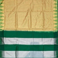 Graceful Gadwal Silk in Cream & Green Woven Check Saree with Temple Border - GET ESSENTIAL