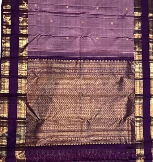 Kanchipuram Pattu Lavender & Deep Purple Saree - GET ESSENTIAL