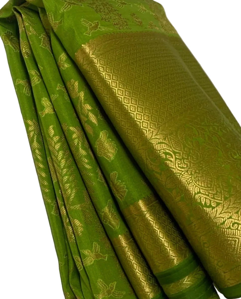 Light Green Kanjeevaram Silk Saree - GET ESSENTIAL