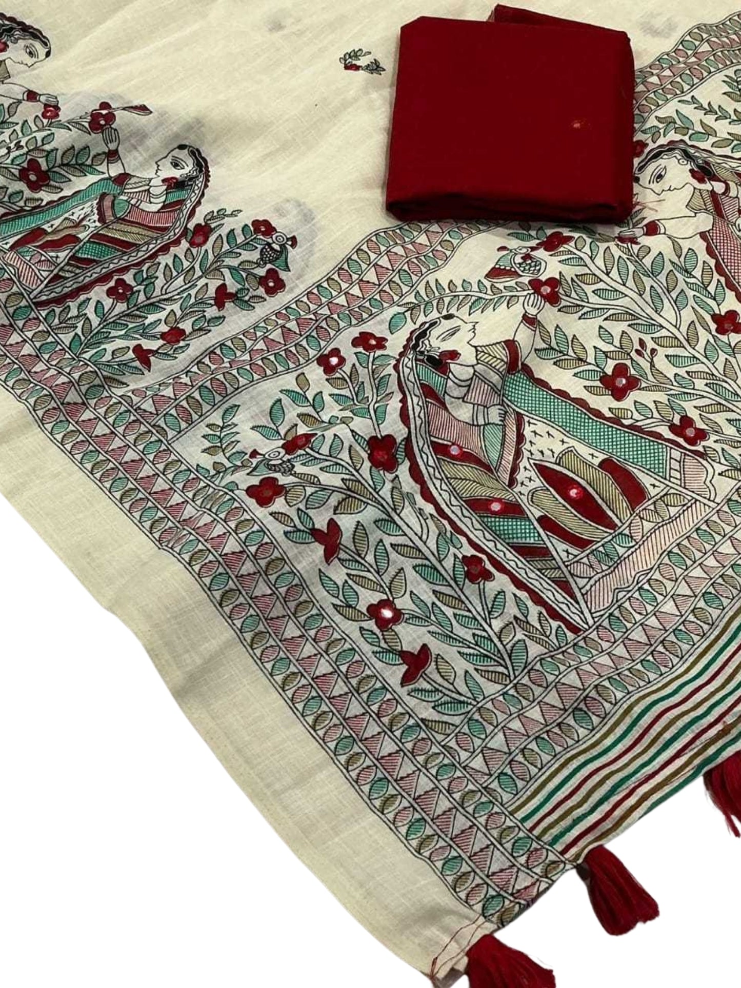 Soft Linen Madhubani Saree