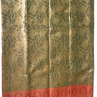 Olive Green and Red Kanjeevaram Silk Saree - GET ESSENTIAL