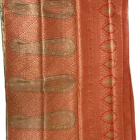 Olive Green and Red Kanjeevaram Silk Saree - GET ESSENTIAL