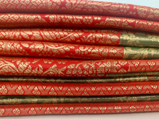 Olive Green and Red Kanjeevaram Silk Saree - GET ESSENTIAL