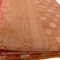 Peach Brown Tissue Silk Saree - GET ESSENTIAL