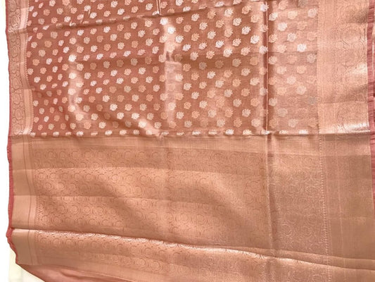 Peach Brown Tissue Silk Saree - GET ESSENTIAL
