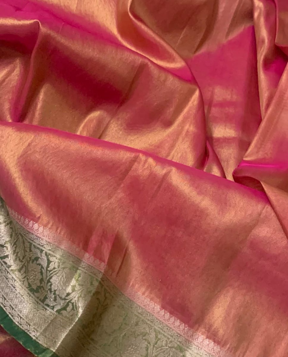 Pink and Green Kanjeevaram Tissue Saree - GET ESSENTIAL