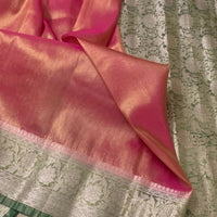 Pink and Green Kanjeevaram Tissue Saree - GET ESSENTIAL