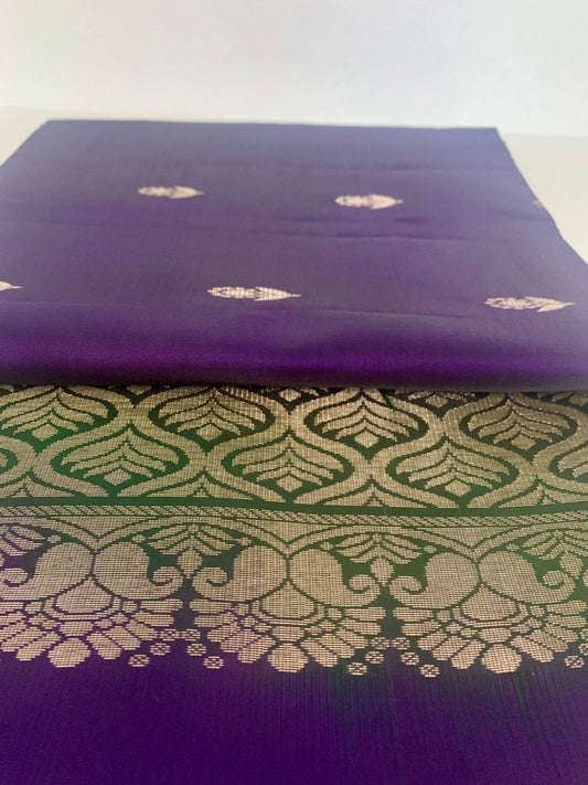 Purple-Green Kanjeevaram Silk Saree - GET ESSENTIAL