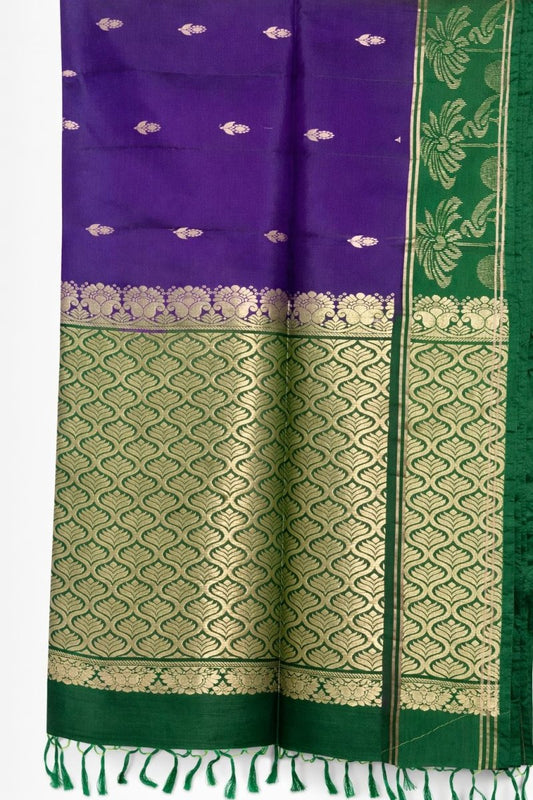 Purple-Green Kanjeevaram Silk Saree - GET ESSENTIAL