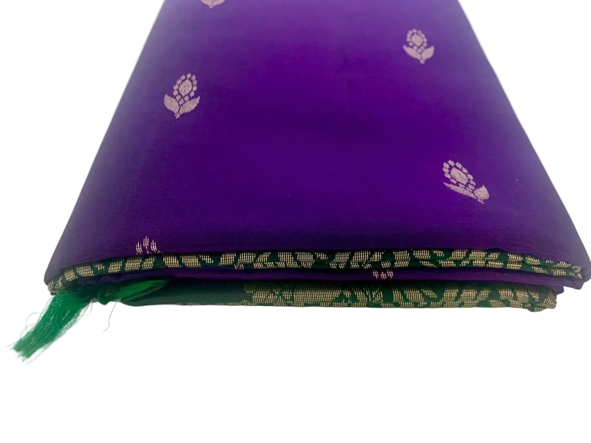 Purple-Green Kanjeevaram Silk Saree - GET ESSENTIAL