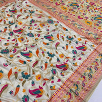 Royal Ivory Paithani Silk Saree - GET ESSENTIAL