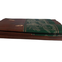 Rust Brown and Green Kanjeevaram Silk Saree with Zari Weave - GET ESSENTIAL