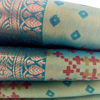 Sea Green Patola Silk Saree with Zari Border - GET ESSENTIAL