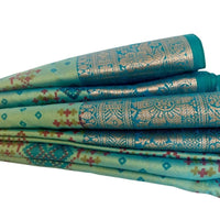 Sea Green Patola Silk Saree with Zari Border - GET ESSENTIAL