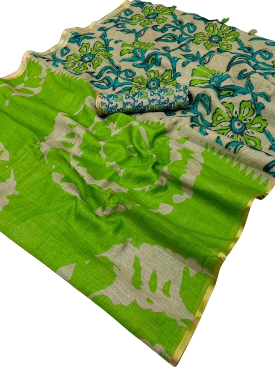 Shibori Kalamkari Linen Saree - GET ESSENTIAL