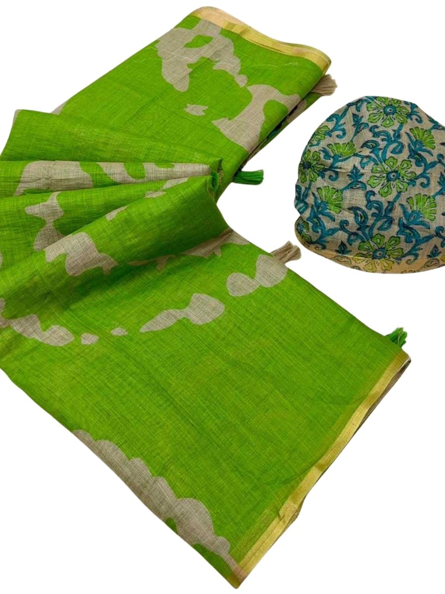 Shibori Kalamkari Linen Saree - GET ESSENTIAL