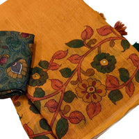 Soft Linen Kalamkari Saree - GET ESSENTIAL