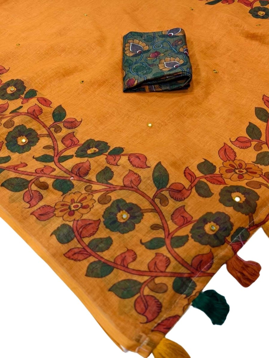 Soft Linen Kalamkari Saree - GET ESSENTIAL