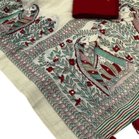 Soft Linen Madhubani Saree - GET ESSENTIAL