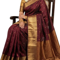 Timeless Burgundy Dharmavaram Saree - GET ESSENTIAL