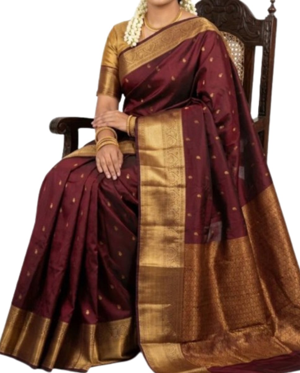 Timeless Burgundy Dharmavaram Saree - GET ESSENTIAL