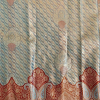 Zari Brocade Silk Saree with Red Border & Pallu - GET ESSENTIAL