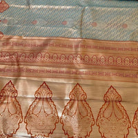 Zari Brocade Silk Saree with Red Border & Pallu - GET ESSENTIAL
